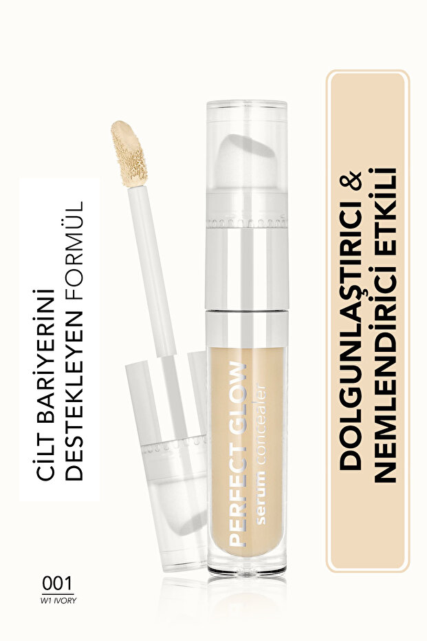Perfect Glow Serum Moisturizing Concealer with Sponge Applicator - 001 W1 Ivory