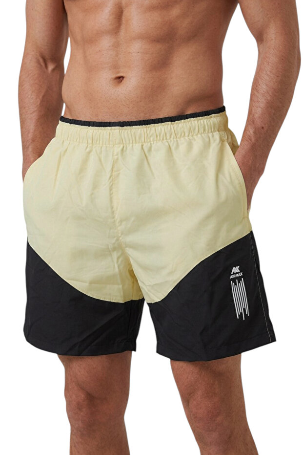 Yellow Quick-Drying Micro Fabric Mesh Lined Men's Swim Shorts with Pockets Summer Swimwear Shorts 2403000
