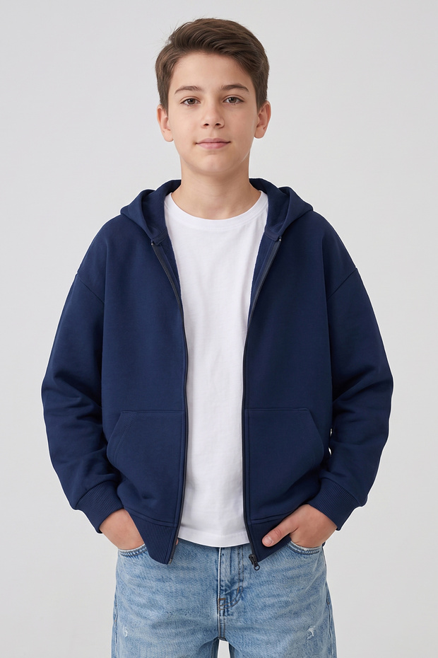 Boy's Hooded Cardigan with Pockets