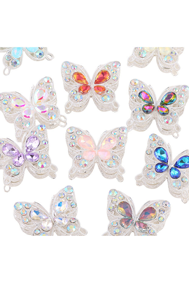 3pcs 3Pcs Colorful Crystal Butterfly Beads Loose Spacer Beads Charms For Crafts DIY Necklace Bracele