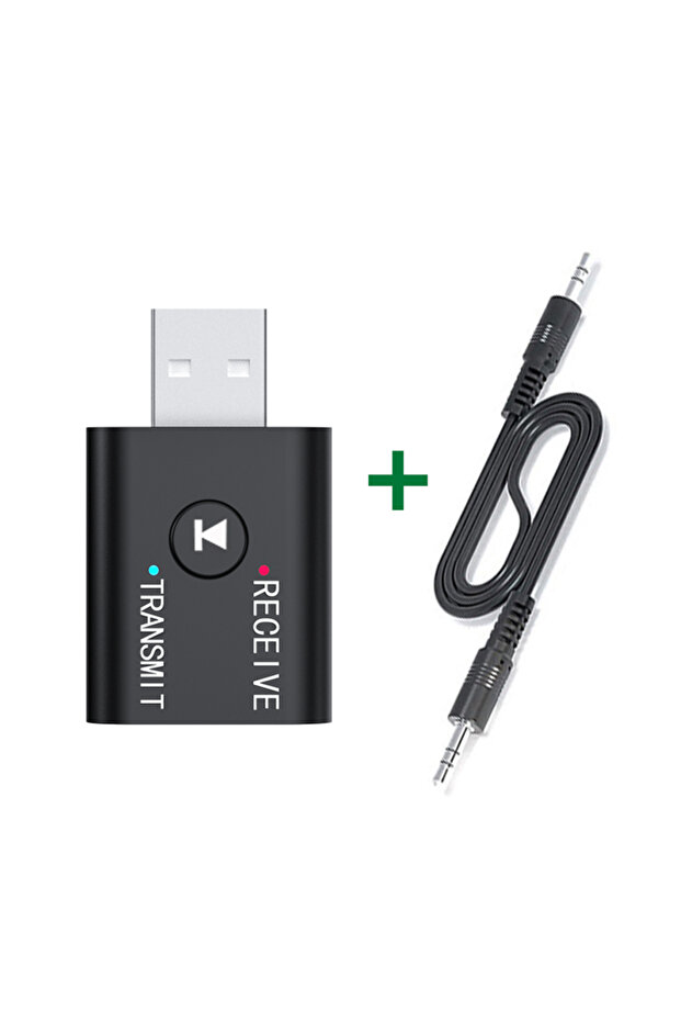 جهاز إرسال واستقبال صوتي 2 في 1 مزود ببلوتوث بدون كابل RCA مع ميكروفون عالي الدقة 3.5 مم AUX USB سلك موسيقى ستيريو