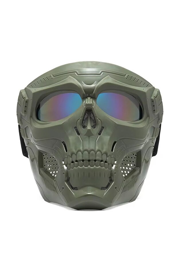 Green color lenses New Skull Mask Motorcycle Mask Bicycle Riding Windproof Full Face Skeleton Protec