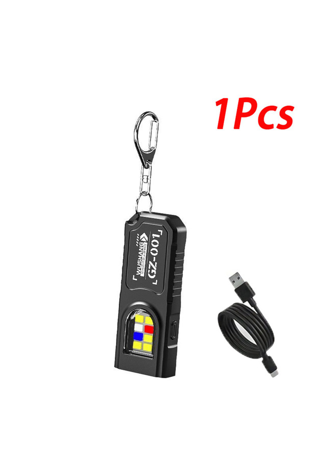 1PCS Multifunctional Mini COB LED Keychain Flashlight USB Rechargeable Hat Clip Lamp Work Light Keyr