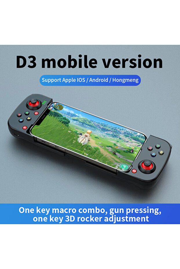 جهاز تحكم D3 أسود للهواتف المحمولة مع دعم قابل للتوسيع لأجهزة أندرويد/iOS - 1
