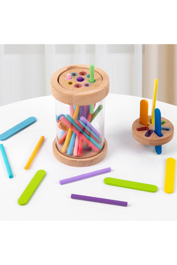 2 in 1 cup 2 In 1 Color Sorting Game, Multicolored Sticks Toys,Color Classification Cup With Transpa