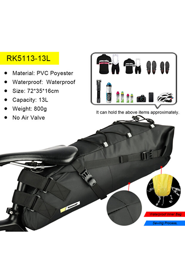 RK5113-13L Waterproof Bike Saddle Bag Large Capacity Bicycle Saddle Pannier Bag