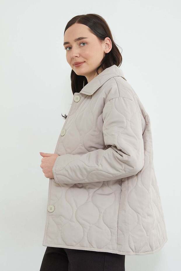 Water Wave Patterned Oversized Buttoned Coat - 4