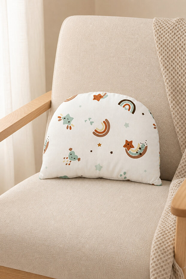 100% Cotton Poplin 2-Piece Pillowcase and Bead Silicone Filled Moon Pillow Newborn Baby Set