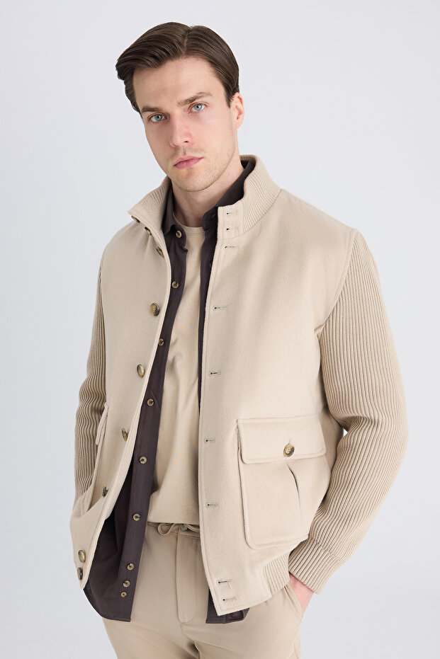 Ds Damat Regular Fit Beige Plain Coat