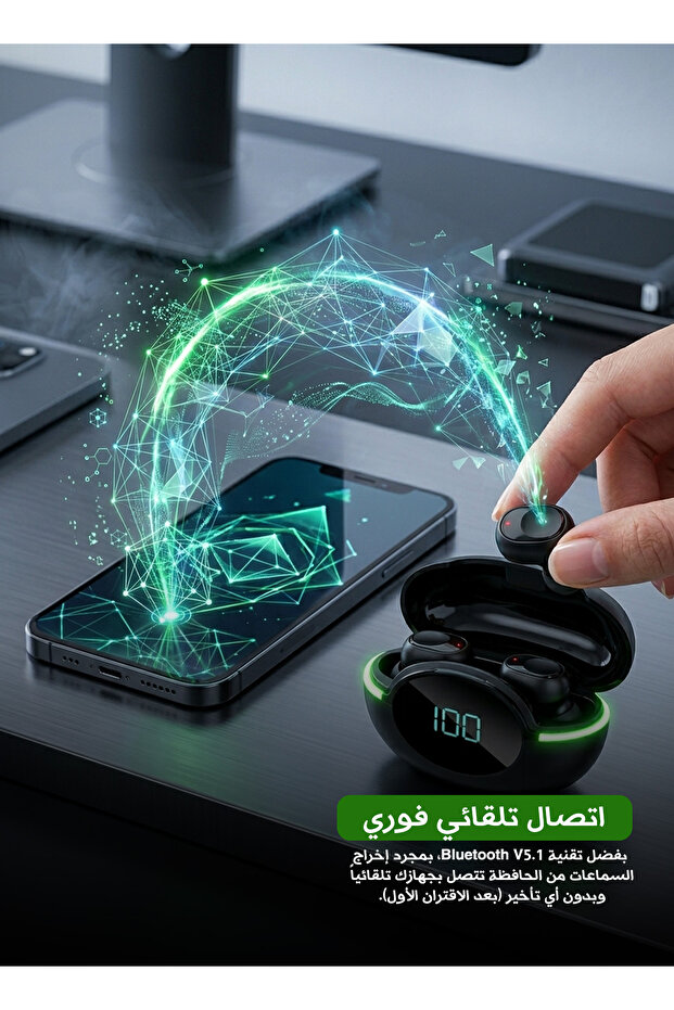 سماعات أذن Y80 بتقنية البلوتوث 5.1 مع شاشة رقمية وتحكم باللمس للرياضة