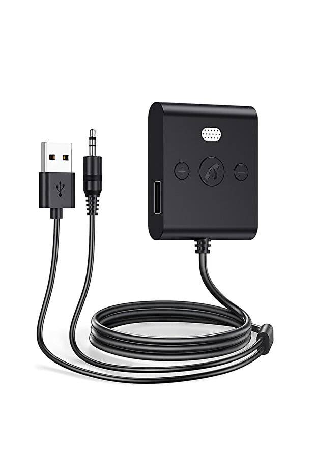 محول سيارة AUX بلوتوث 5.4 مزود بميكروفون ومنفذ USB مقاس 3.5 مم ومستقبل صوت لاسلكي ستيريو