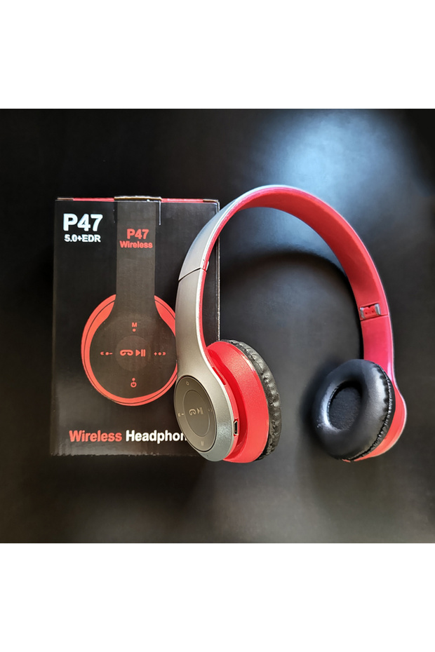 Red Handsfree Wireless Headphones Noise Canceling Headphone Earphone P47 Headset Bluetooth HeadPhone