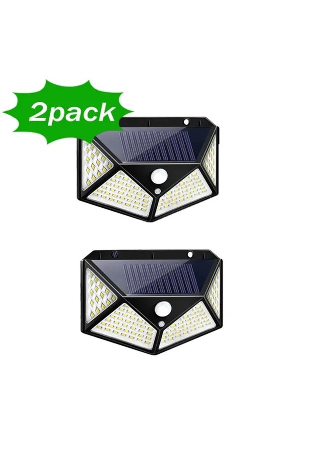 2 PCS 1/2/4/8/10PCS 100 LED Solar Wall Lamp 4 Sides Luminous With Motion Sensor Outdoor Garden Court