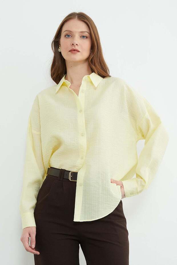 Basic Buttoned Crinkle Shirt - 1