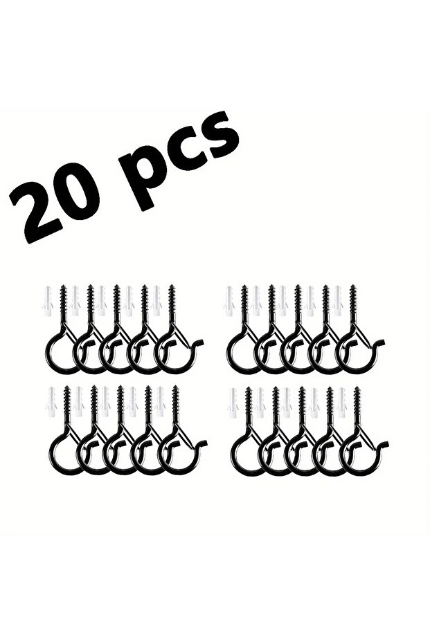 20 pcs Hanger Hooks with Safety Buckle,Windproof Screw Hooks for Hanging Outdoor String Lights,Ceili