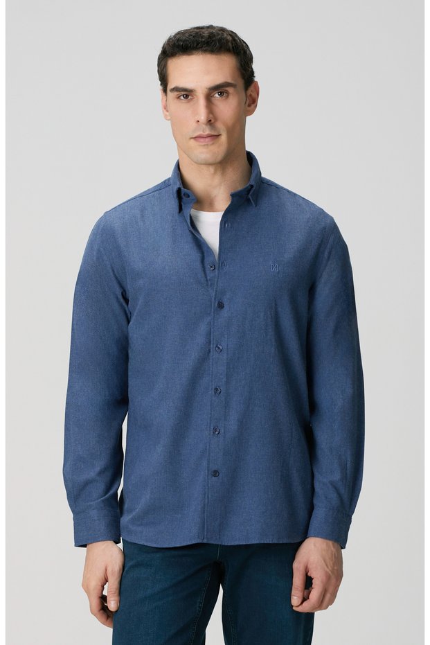 İndigo Flanel Cotton Gömlek