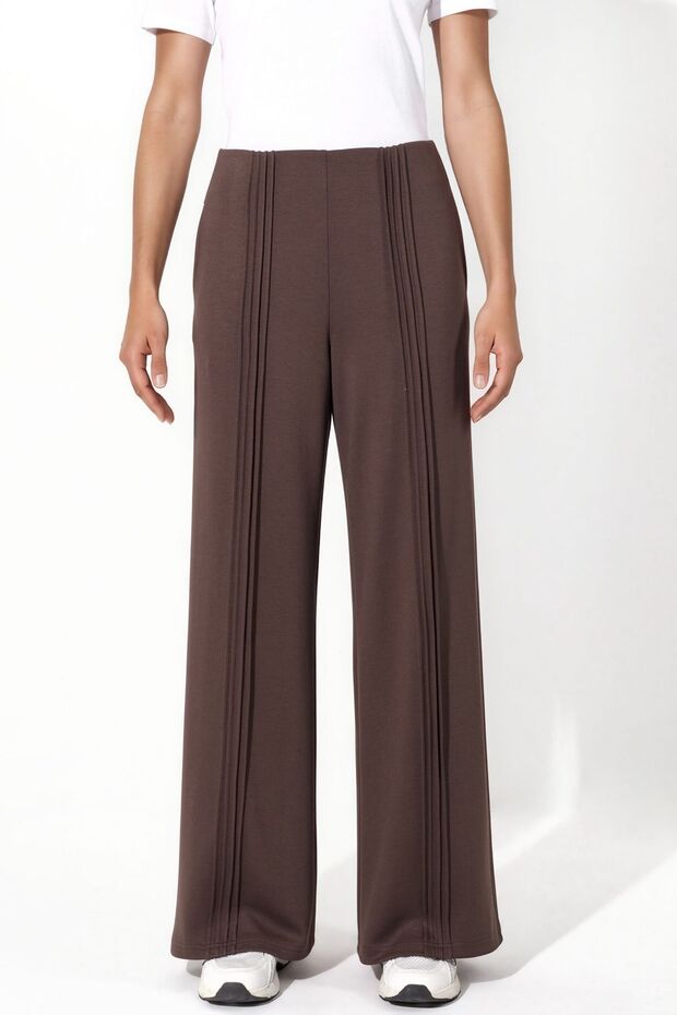 Modal Touch Rib Detailed Straight Leg Trousers