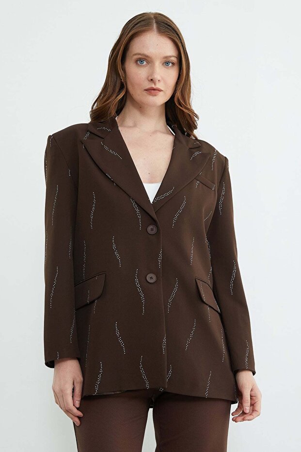 Stone Detailed Blazer Jacket