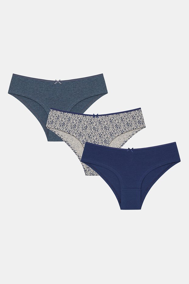 Pretty Flowers Cotton Navy Blue Multi-Colored Hipster Panties