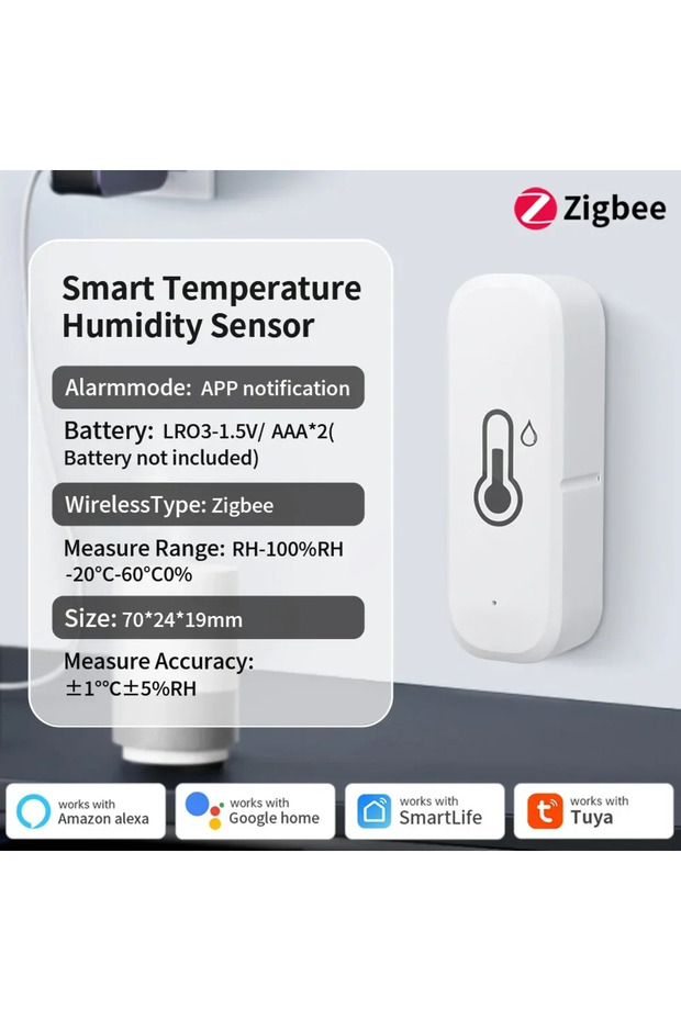 ZIGBEE Powered by Tuya Thermometer Zigbee 3.0/Wifi Smart Temperature Humidity Sensor APP Smart Home