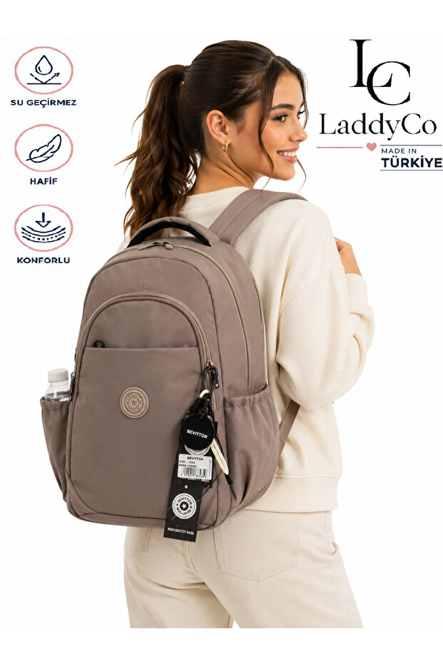 Daily School Backpack Waterproof Fabric Unisex School Bag 1650 Satin Mink