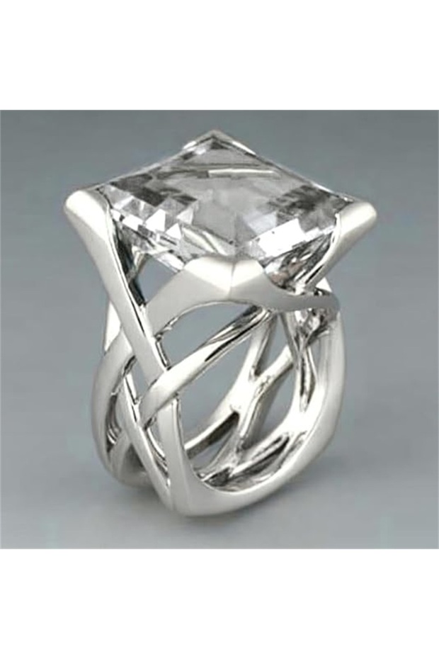 9 H566 Huitan Cross Hollow Design Women Gold Color Ring Inlaid Bright White/Blue CZ Fashion Wedding