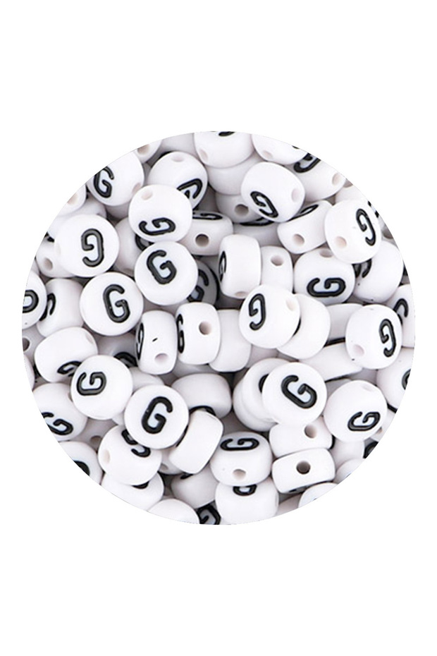100pcs G 50/100/200pcs/Lot 7x4mm White A-Z Round Alphabet Acrylic Letters Beads Loose Spacer For Jew