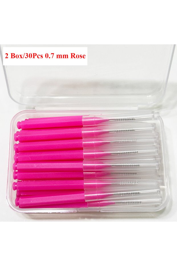30Pcs 2 Box Rose 30pcsInterdental Brushes Dental Brush Between Teeth For Dental Orthodontic Clean Be