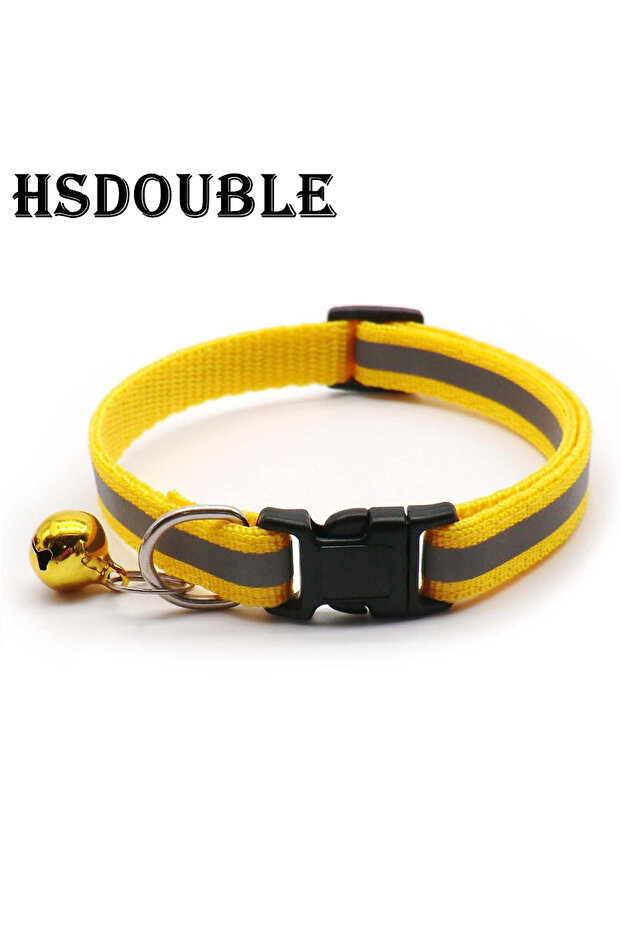 2X Yellow 2Pcs/Pack 12 Colors Reflective Adjustable Cats And Small Dogs Collars With Bells Pet Suppl