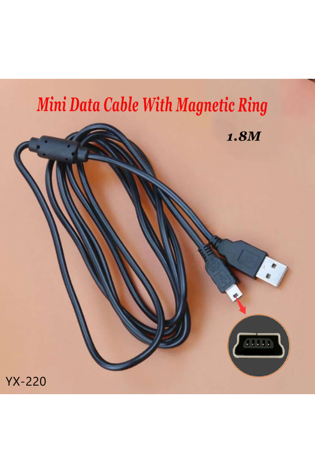 2 قطعة لـ PS3 1/2/5 قطعة كابل بيانات صغير على شكل حرف T بطول 1.8 متر USB2.0 سلك نحاسي نقي مع حلقة مغناطيسية لـ P