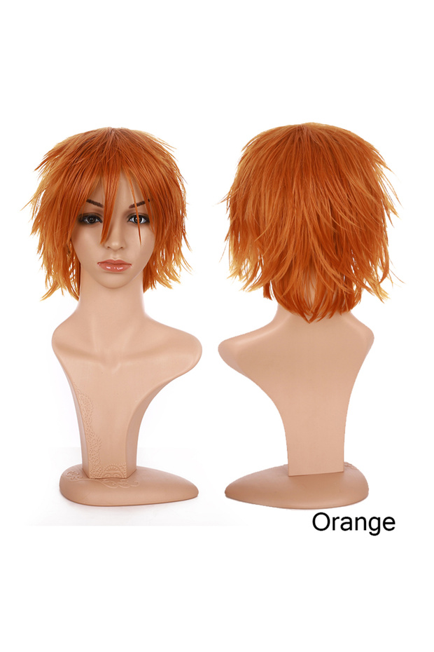 12inch orange BENIHAIR Synthetic Wig Cosplay Wig White Red Green Blue Pink Yellow Hair Short Layer W