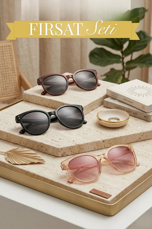 3-Piece Opportunity Set Women's Uv400 Protection Oval Sunglasses 23008