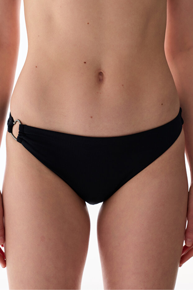 Black Hearth Mid-Waist Bikini Bottom - 1