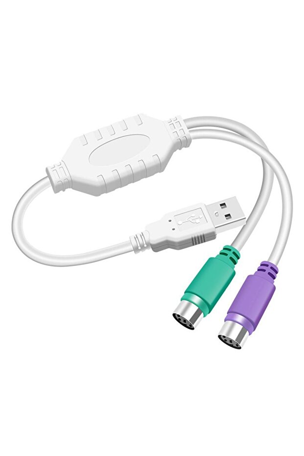 0.2M WHITE USB Male to PS2 Female Adapter; Stable and No Delay; for Mouse and Keyboard Interface