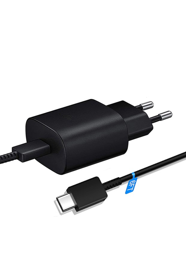 EU Charger and 2M TypeC 25W USB C Fast Wall Charger with USB C to Type C Fast Charging Cable For IPh