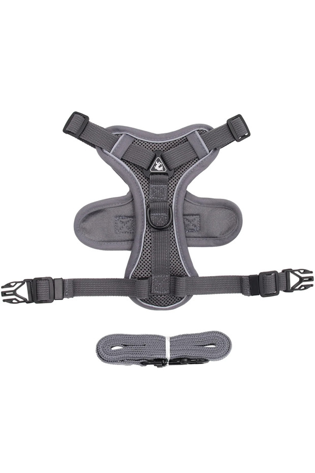 XL Gray Cat Harness and Leash Set for Small to Large Cats Adjustable Cat Vest Harness Reflective Tri