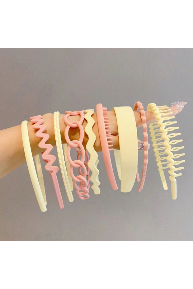 7 white pink 9Pcs/Set Non-slip Hair Band Hoop for Women Men Frosted Face Wash Headband Multi-style H