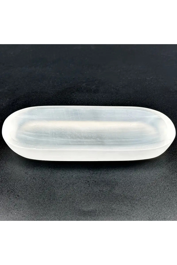 1pc WHITE 1pc Selenite Bowl Plate Ornament, Irregular Oval Carved Quartz Crystal, Gift for Friend, O