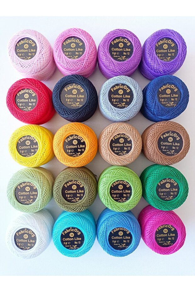 No:12 Cotton Like Etamin - Cross Stitch 20-Piece Embroidery Thread Set-1 (6 Gr)