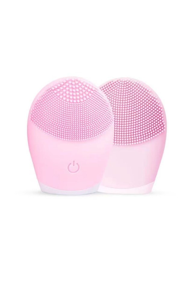 1pc Pink Electric Silicone Facial Cleanser Massager Skincare Massage Tool Beauty Machine Vibration C