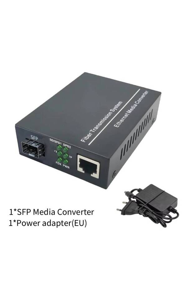 1pcs with EU adapter Gigabit SFP Media Converter Fiber to RJ45 Ethernet With LC Multi Mode Dual Fibe