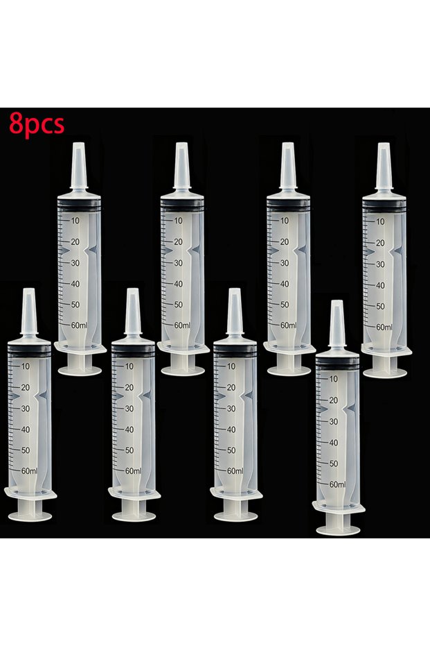 8Pcs 60ml 20Pcs/8Pcs/1Pc 60ml Syringe Plastic Syringe Pet Feeding Syringe with Lid Measuring Syringe