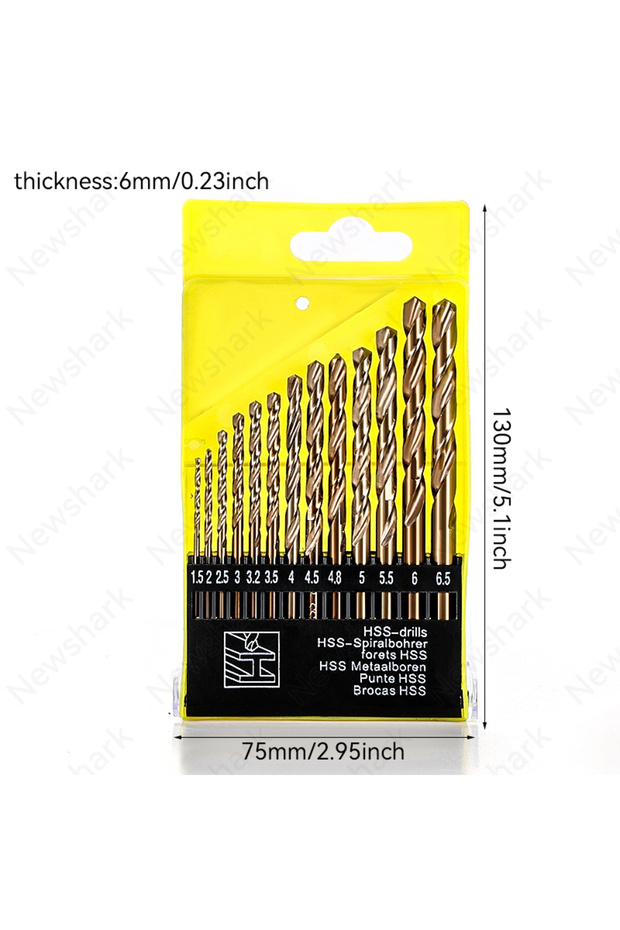 Golden 13pcs 13 in 1 M43 Drill Bit Set, Including Cobalt Professional Spiral Drill Bits, Suitable fo