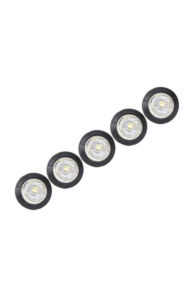White 5PC 5P/10P 12-24V 3/4" Round LED Side Marker Lights Clearance Front Rear Indicators Light for