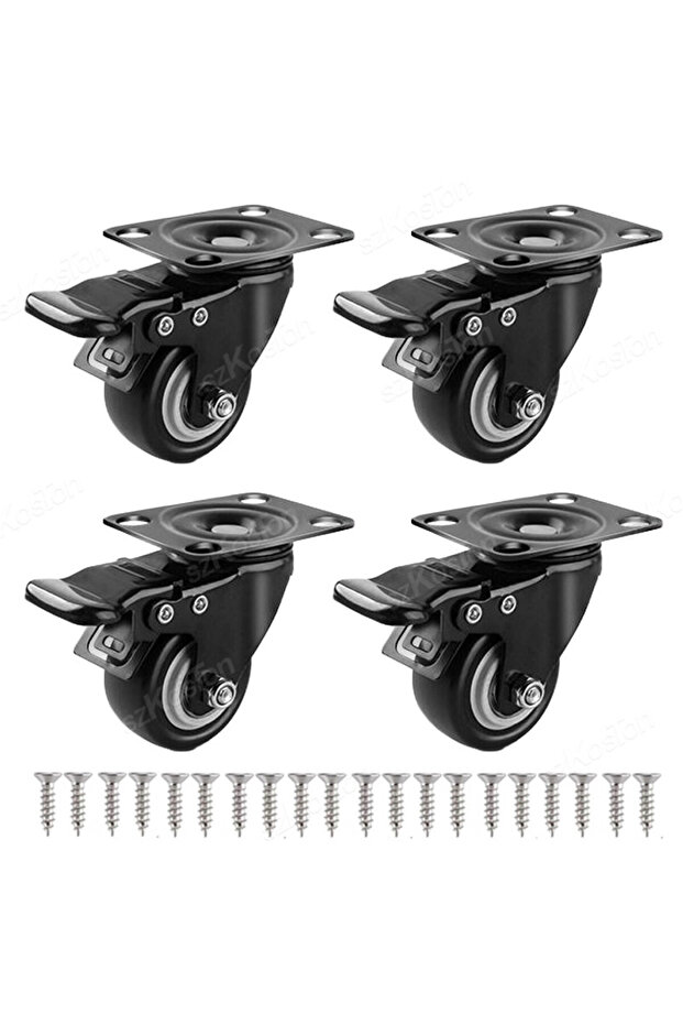 1.5 inch 4 Pcs-Brake 4pcs/lot Furniture Casters Wheels PP Fixed Swivel Caster Roller Wheel For Heavy