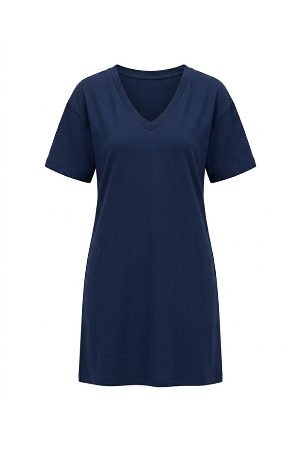 Navy blue v-neck modal dress