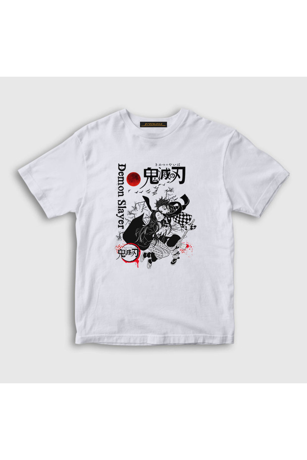 Unisex Kids White Tanjiro Nezuko V2 Anime Demon Slayer Kimetsu No Yaiba T-shirt308999tt