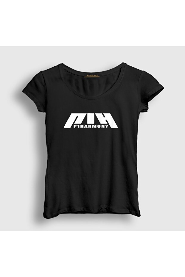 Women's Black Logo K-Pop P1Harmony T-Shirt 620273Tt