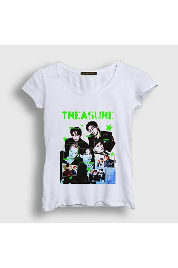 Women's White Poster K Pop Treasure T-Shirt 603919Tt