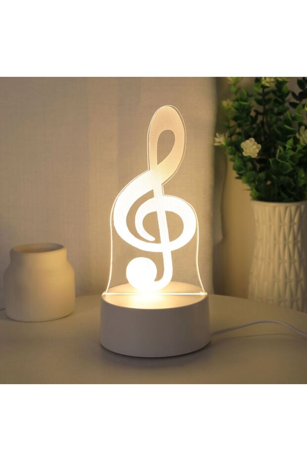 YELLOW WHITE USB 3D Note Shaped Night Lights, Musician Collection Lights, Bedroom Party and Holiday
